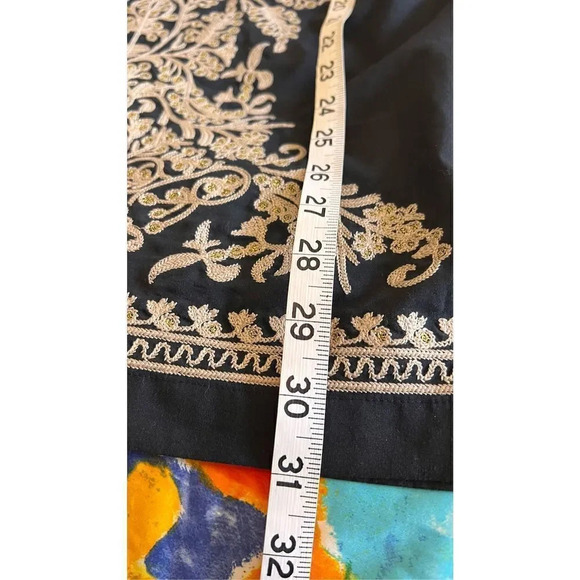 XXI Women’s medium  Black Gold Embroidered Mini Dress Sleeveless - Picture 7 of 11